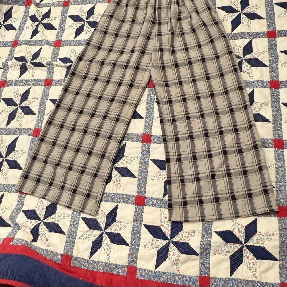 Vestique Maeve High Waisted Plaid Wide Leg Trousers - Gray & Black - M - Picture 4 of 6